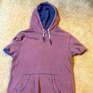 Red and Blue Short Sleeve Hoodie
